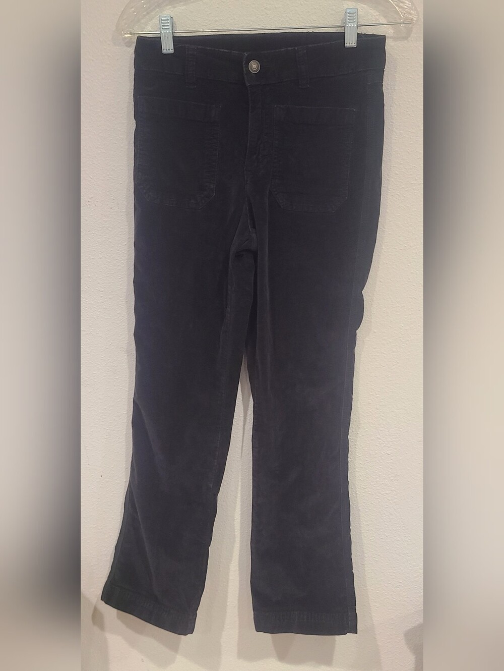 Free People Dark Expresso Brown  Straight Velvet Pants with Front Patch Pockets